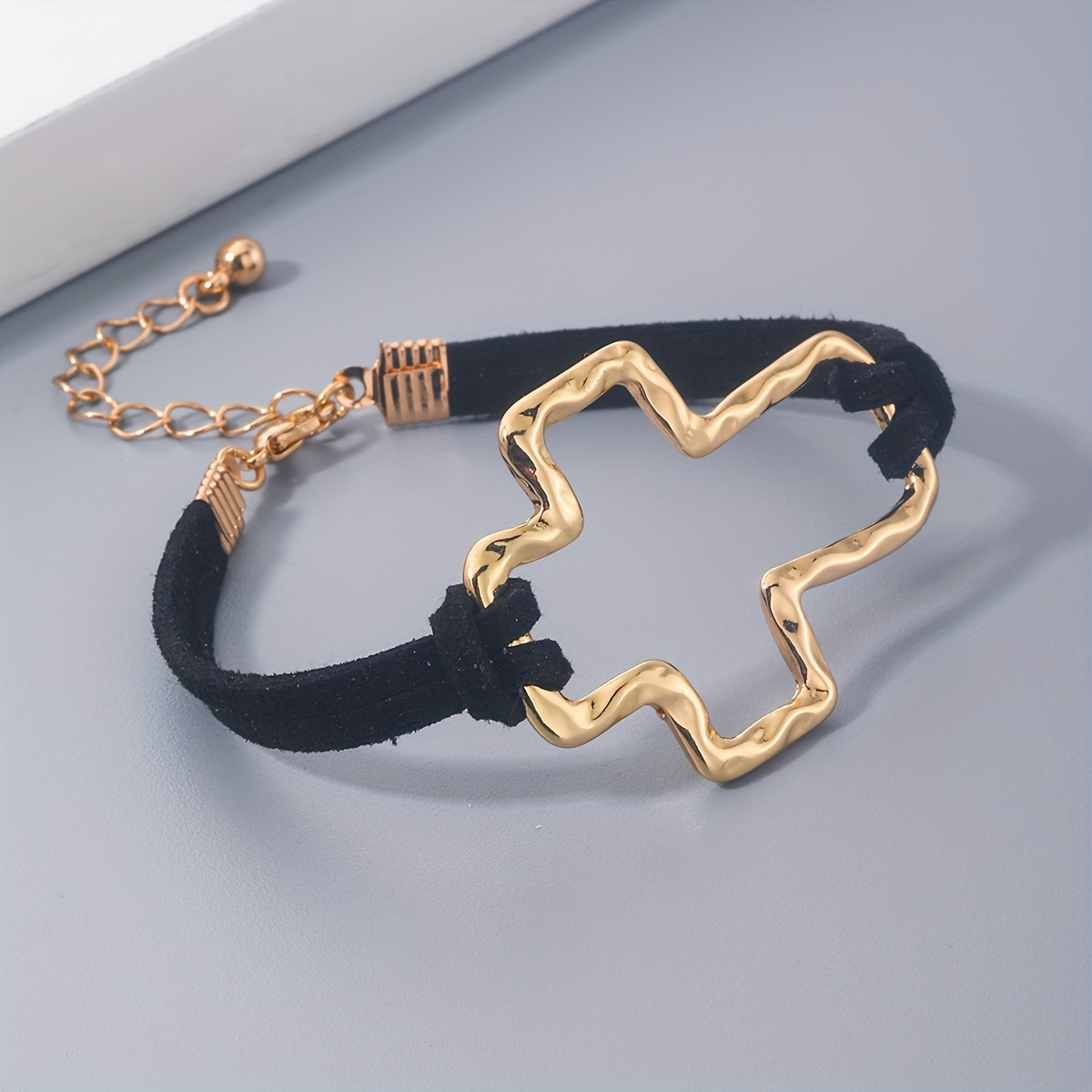 Golden Hollow Cross Rope Bracelet - Bohemian Style 18K Plated